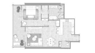 Apartment floor plan, 1 bedroom in Kempinski Marina Residences No. 11030