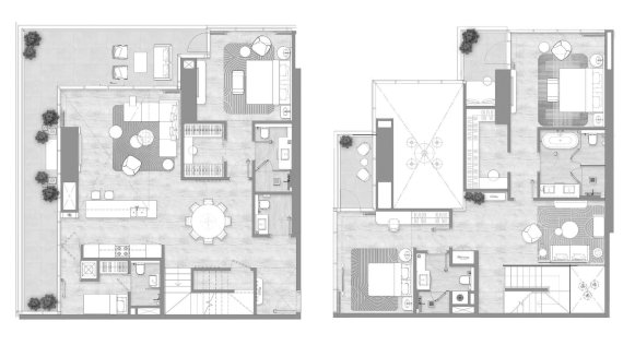 Apartment floor plan, 3 bedrooms in Kempinski Marina Residences No. 11026 (2D)