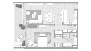Apartment floor plan, 1 bedroom in Kempinski Marina Residences No. 11029
